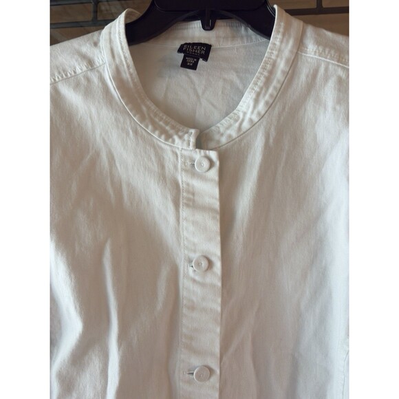 New Eileen Fisher Organic Cotton Stretch Stand Collar jacket sz 3X White - Picture 6 of 15